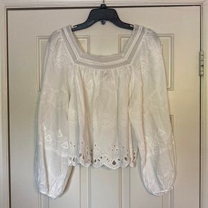 Universal Threads - Cropped Blouse - White with Lace - Medium